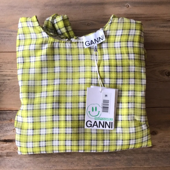 Ganni Organza Checked Cropped Top - NWT - Picture 4 of 6